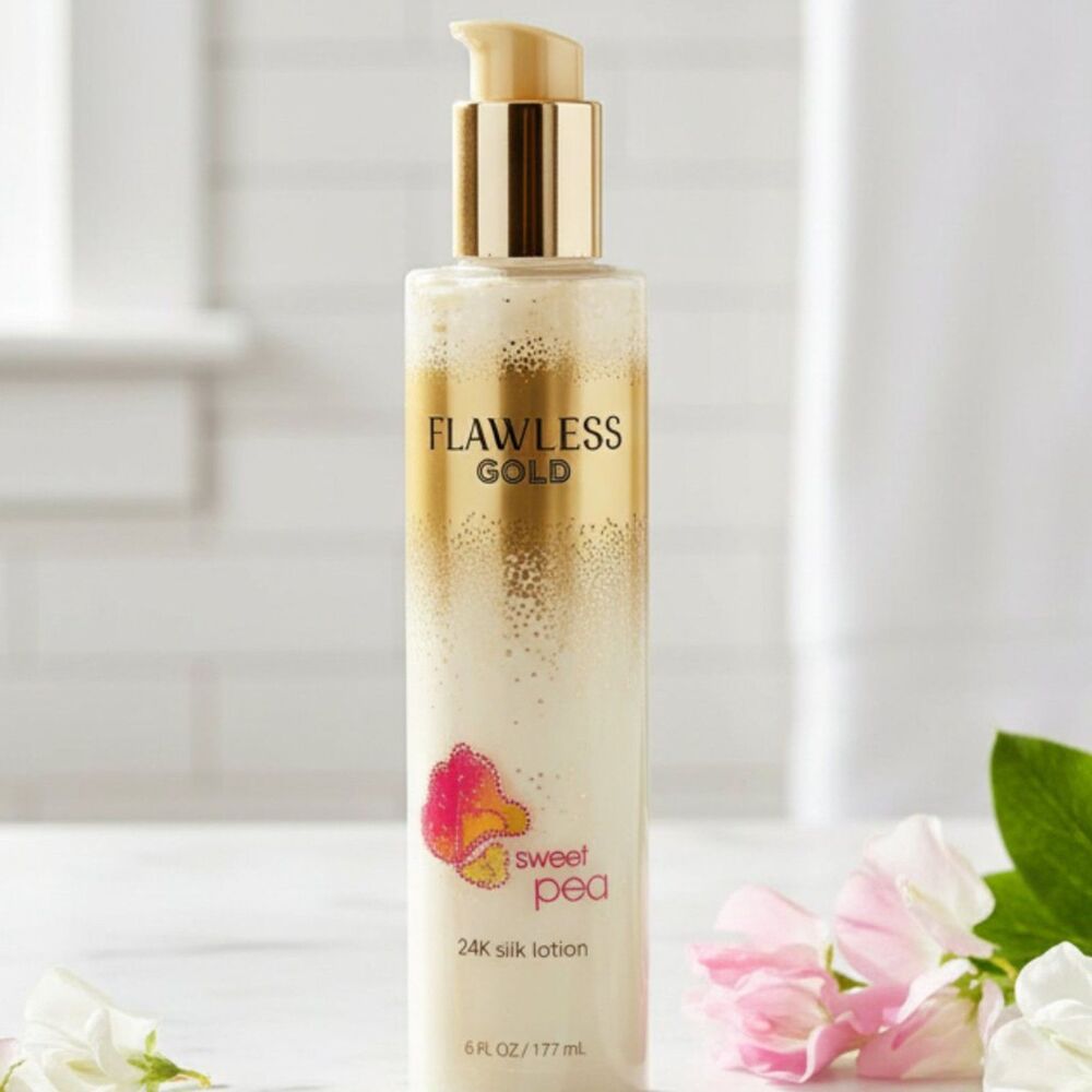 Bath & Body Works SWEET PEA Flawless Gold 24K Silk Lotion, NEW